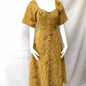 Madewell By Anthropologie Mustard Floral Dress Sz8